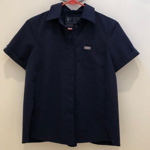 Figs navy blue Pilar button front XXS scrub top. Limited edition.